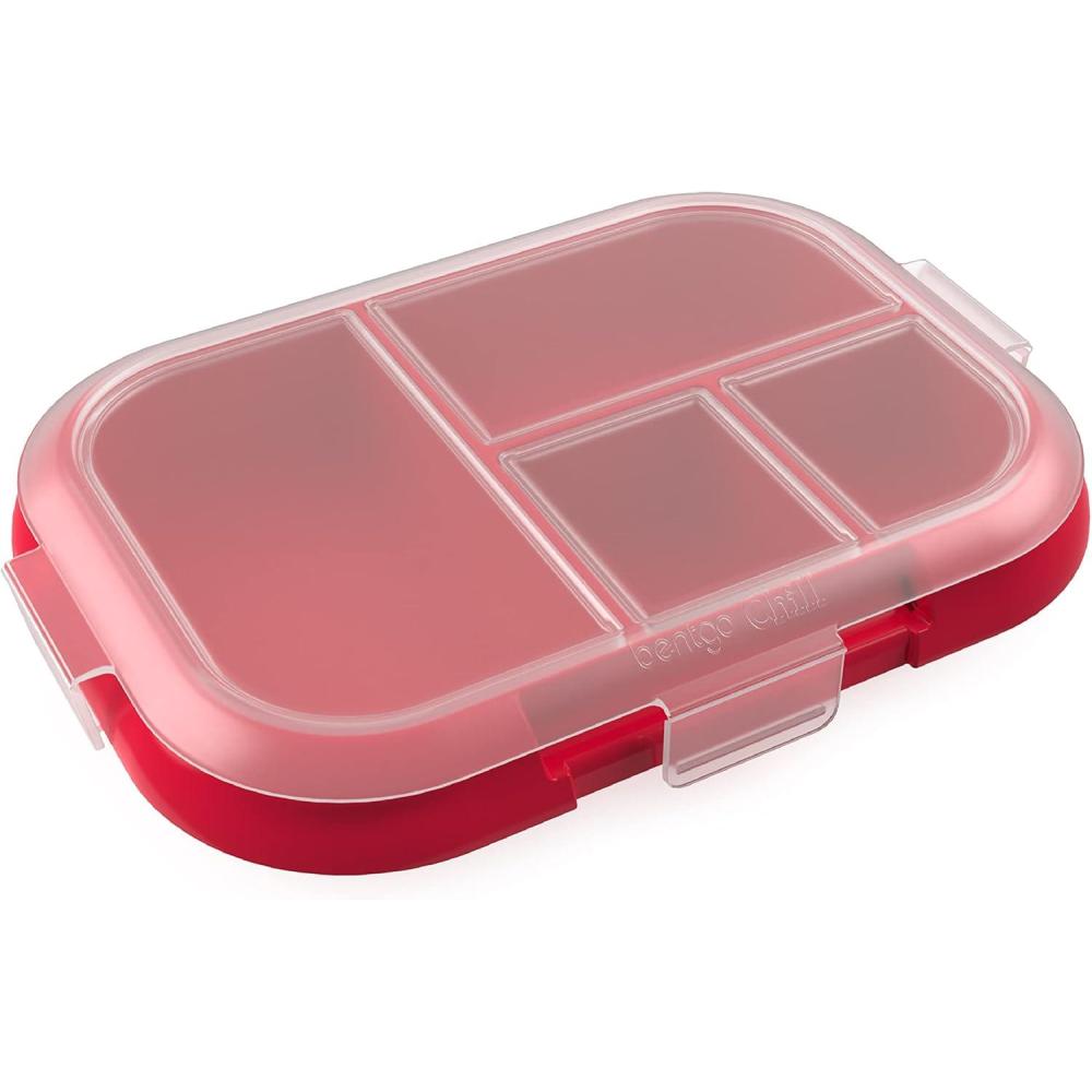 imageBentgo Kids Chill Tray with Transparent Cover  Reusable BPAFree 4Compartment Meal Prep Container with BuiltIn Portion Control for Healthy OntheGo Lunches Confetti Edition Vivid OrchidRedRoyal