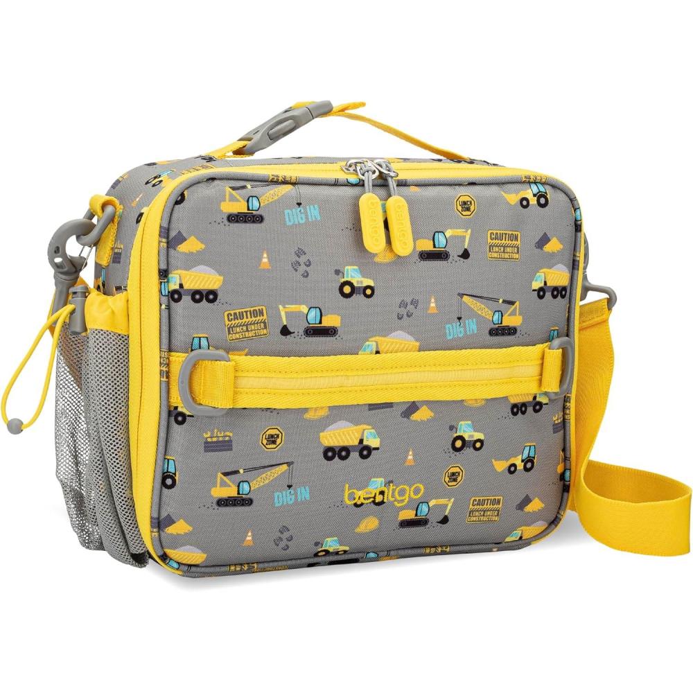 imageBentgo Kids Lunch Bag Whimsy ampamp Wonder Collection  Durable DoubleInsulated Lunch Bag for Kids 3 Holds Lunch BoxWater BottleSnacks WaterResistant Fabric ampamp Zip Pockets Starry SprinkleConstruction Trucks