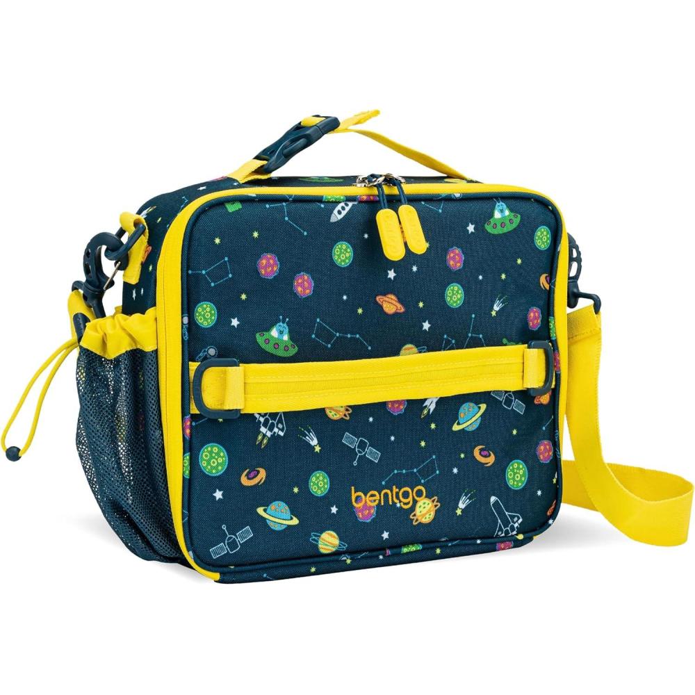 imageBentgo Kids Lunch Bag Whimsy ampamp Wonder Collection  Durable DoubleInsulated Lunch Bag for Kids 3 Holds Lunch BoxWater BottleSnacks WaterResistant Fabric ampamp Zip Pockets Starry SprinkleSpace
