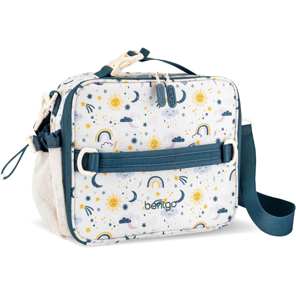 imageBentgo Kids Lunch Bag Whimsy ampamp Wonder Collection  Durable DoubleInsulated Lunch Bag for Kids 3 Holds Lunch BoxWater BottleSnacks WaterResistant Fabric ampamp Zip Pockets Starry SprinkleFriendly Skies