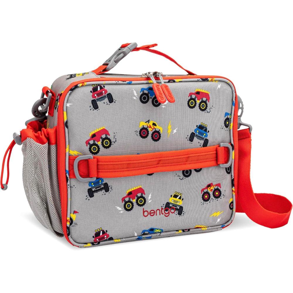 imageBentgo Kids Lunch Bag Whimsy ampamp Wonder Collection  Durable DoubleInsulated Lunch Bag for Kids 3 Holds Lunch BoxWater BottleSnacks WaterResistant Fabric ampamp Zip Pockets Starry SprinkleTrucks
