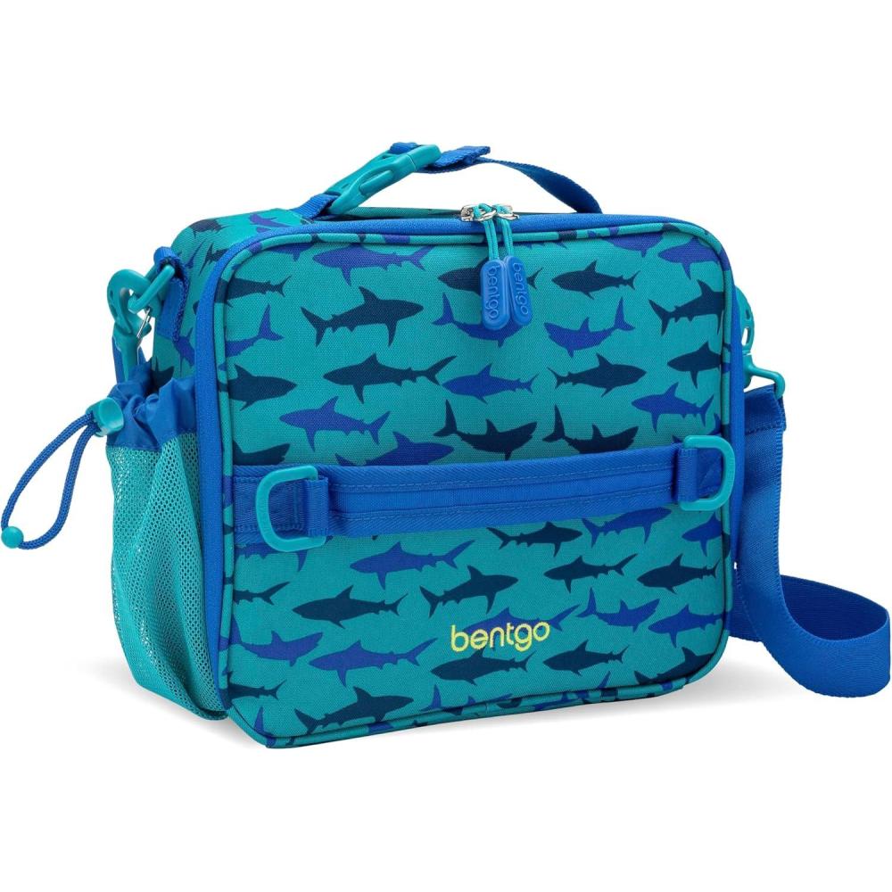 imageBentgo Kids Lunch Bag Whimsy ampamp Wonder Collection  Durable DoubleInsulated Lunch Bag for Kids 3 Holds Lunch BoxWater BottleSnacks WaterResistant Fabric ampamp Zip Pockets Starry SprinkleSharks