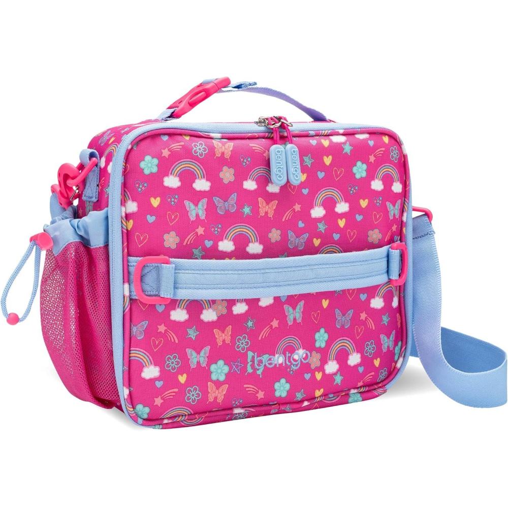 imageBentgo Kids Lunch Bag Whimsy ampamp Wonder Collection  Durable DoubleInsulated Lunch Bag for Kids 3 Holds Lunch BoxWater BottleSnacks WaterResistant Fabric ampamp Zip Pockets Starry SprinkleRainbows  Butterflies