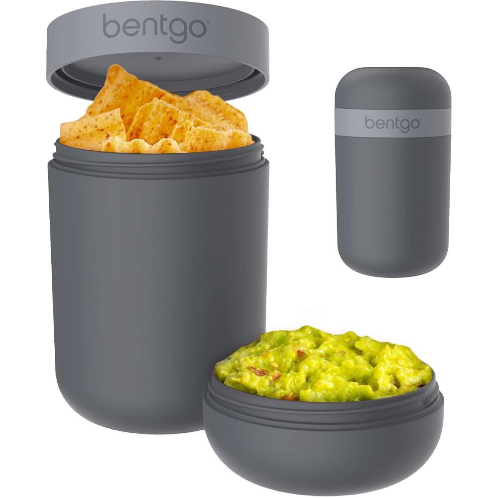 imageBentgo Snack Cup  Reusable Snack Container with LeakProof Design Toppings Compartment and DualSealing Lid Portable ampamp Lightweight for Work Travel Gym  Dishwasher Safe Dark GrayDark Gray
