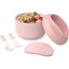 imageBentgo Bowl  Insulated LeakResistant Bowl with Snack Compartment Collapsible Utensils and Improved EasyGrip Design for OntheGo  Holds Soup Rice Cereal ampamp More  BPAFree 212 oz BlushBlush