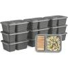 imageBentgo Prep  2Compartment Snack Containers with Lids  Reusable Microwaveable Durable PFAS ampamp BPAFree Freezer and DishwasherSafe Meal Prep Food Storage  10 Trays ampamp 10 Lids ClayPewter