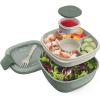 imageBentgo Salad Container  54 oz Bowl with 4Compartment Toppings Tray LeakProof Dressing Container Reusable Fork BPAFree Lunch Box for Meal Prep ampamp Food Storage Removable Bento Tray Coastal AquaKhaki Green