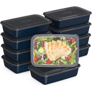 imageBentgo 20Piece Lightweight Durable Reusable BPAFree 1Compartment Containers  Microwave Freezer Dishwasher Safe  WhiteNavy Blue