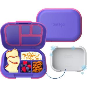 imageBentgo Chill Kids LeakProof Lunch Box  4Compartment Bento Box with BuiltIn Ice Pack 33 Cup Capacity PFAS ampamp BPAFree Microwave ampamp Dishwasher Safe Ideal Size for Ages 3 to 7 PurpleElectric Violet