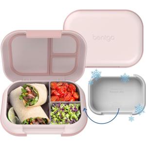 imageBentgo Chill Max LeakProof XL Lunch Box  Included Ice Pack Keeps Food Cold 5Cup Capacity for Ages 8 3 or 4 Compartment Bento Box BPAFree Dishwasher Safe Pink Cloud ampamp BlushPink Cloud  Blush