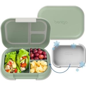 imageBentgo Chill Max LeakProof XL Lunch Box  Included Ice Pack Keeps Food Cold 5Cup Capacity for Ages 8 3 or 4 Compartment Bento Box BPAFree Dishwasher Safe Pink Cloud ampamp BlushClay Green  Gray