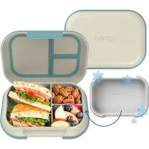 imageBentgo Chill Max LeakProof XL Lunch Box  Included Ice Pack Keeps Food Cold 5Cup Capacity for Ages 8 3 or 4 Compartment Bento Box BPAFree Dishwasher Safe Pink Cloud ampamp BlushBone  Glacier Blue