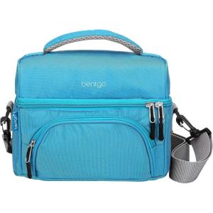 imageBentgo Deluxe Lunch Bag  Durable and Insulated Lunch Tote with Zippered Outer Pocket Internal Mesh Pocket Padded ampamp Adjustable Straps ampamp 2Way Zippers  Fits Most Lunch Boxes White MarbleBlue