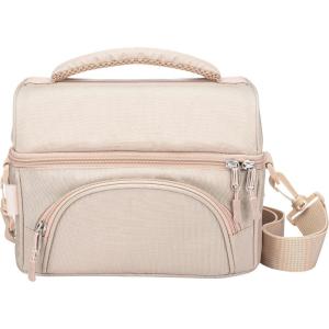 imageBentgo Deluxe Lunch Bag  Durable and Insulated Lunch Tote with Zippered Outer Pocket Internal Mesh Pocket Padded ampamp Adjustable Straps ampamp 2Way Zippers  Fits Most Lunch Boxes White MarbleSand