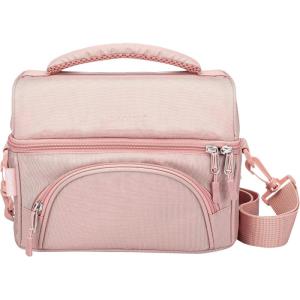 imageBentgo Deluxe Lunch Bag  Durable and Insulated Lunch Tote with Zippered Outer Pocket Internal Mesh Pocket Padded ampamp Adjustable Straps ampamp 2Way Zippers  Fits Most Lunch Boxes Carbon BlackBlush