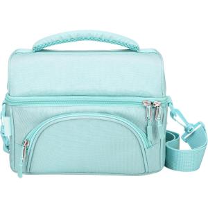 imageBentgo Deluxe Lunch Bag  Durable and Insulated Lunch Tote with Zippered Outer Pocket Internal Mesh Pocket Padded ampamp Adjustable Straps ampamp 2Way Zippers  Fits Most Lunch Boxes Carbon BlackCoastal Aqua