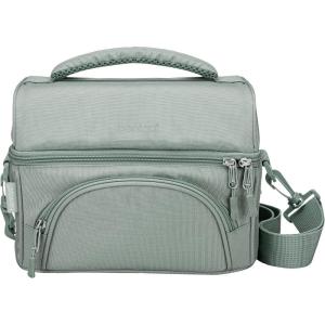 imageBentgo Deluxe Lunch Bag  Durable and Insulated Lunch Tote with Zippered Outer Pocket Internal Mesh Pocket Padded ampamp Adjustable Straps ampamp 2Way Zippers  Fits Most Lunch Boxes White MarbleKhaki Green