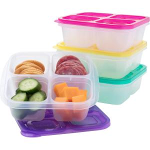 imageBentgo Easyboxes 4Compartment Snack Containers  8Piece Set with 4 Trays ampamp 4 CustomFit Lids to Seal in Freshness  Reusable Food Storage ampamp Meal Prep Bento BPAFree Containers Jewel BrightsBrights