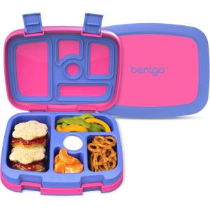 imageBentgo Kids BentoStyle 5Compartment LeakProof Lunch Box  Ideal Portion Sizes for Ages 3 to 7  Durable DropProof Dishwasher Safe PFAS ampamp BPAFree ampamp Made with FoodSafe Materials Citrus YellowFuchsia