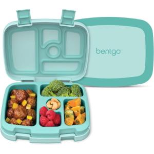 imageBentgo Kids BentoStyle 5Compartment LeakProof Lunch Box  Ideal Portion Sizes for Ages 3 to 7  Durable DropProof Dishwasher Safe PFAS ampamp BPAFree ampamp Made with FoodSafe Materials Citrus YellowSeafoam