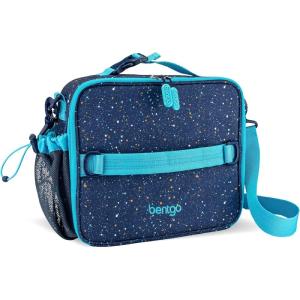 imageBentgo Kids Lunch Bag Whimsy ampamp Wonder Collection  Durable DoubleInsulated Lunch Bag for Kids 3 Holds Lunch BoxWater BottleSnacks WaterResistant Fabric ampamp Zip Pockets Starry SprinkleConfetti Edition  Abyss Blue