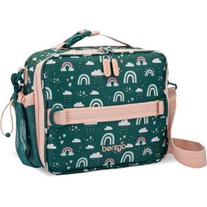 imageBentgo Kids Lunch Bag Whimsy ampamp Wonder Collection  Durable DoubleInsulated Lunch Bag for Kids 3 Holds Lunch BoxWater BottleSnacks WaterResistant Fabric ampamp Zip Pockets Starry SprinkleGreen Rainbow