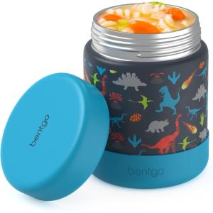 imageBentgo Kids Stainless Steel Food Jar  11oz LeakProof Double Insulated Hot or Cold Food Container with Removable Silicone Bumper Dishwasher Safe Easy Open Lid Ages 3 DinosaurDinosaur
