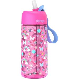 imageBentgo Kids Water Bottle  LeakProof Durable Tritan BPAFree 15 oz Cup for KidsToddlers Ages 3 Safe Sip Spout Carrying Handle ampamp Dishwasher Safe for School Sports Daycare ampamp Camp PurpleRainbows and Butterflies