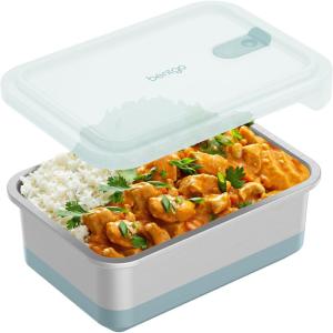 imageBentgo MicroSteel Heat ampamp Eat Container  MicrowaveSafe LeakProof EasytoClean Lightweight Stainless Steel Reusable Food Storage with Airtight Silicone Lid Snack Size 2Cup Capacity RoseFamily Size 85 Cups Aqua