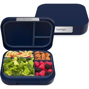 imageBentgo Modern  Adult ampamp Teen Bento Lunch Box 34 Compartments LeakResistant 55 Cup Capacity44 fl oz Improved Locking Clips Reusable BPAFree DishwasherMicrowave Safe Tray Dark GrayNavy