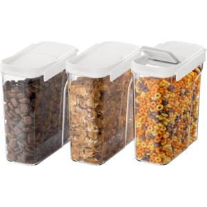 imageBentgo Pantry  6Piece Airtight Cereal Containers Easy Push ampamp Pour Lid Stackable ampamp Clear BPAFree Storage Locking Lids for Freshness  Ideal for Kitchen ampamp Pantry Organization White StoneSnow