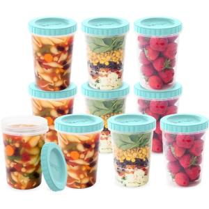 imageBentgo Prep  20 Piece 8 fl oz LeakProof Deli Containers with Lids Food Storage for Meal Prep TwistTop Reusable PFAS ampamp BPAFree Stackable Microwave Freezer ampamp Dishwasher Safe Honeydew32 oz Aquamarine