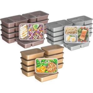 imageBentgo Prep 60Piece Meal Prep Kit  Reusable PFAS ampamp BPAFree Food Containers 1Compartment 2Compartment ampamp 3Compartments  Microwave Freezer ampamp Dishwasher Safe Gleam MetallicsGleam Metallics