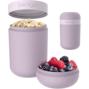 imageBentgo Snack Cup  Reusable Snack Container with LeakProof Design Toppings Compartment and DualSealing Lid Portable ampamp Lightweight for Work Travel Gym  Dishwasher Safe Dark GrayOrchid