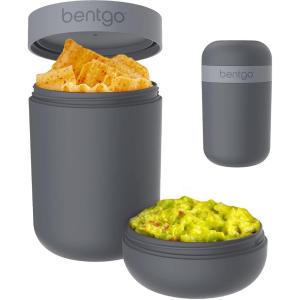 imageBentgo Snack Cup  Reusable Snack Container with LeakProof Design Toppings Compartment and DualSealing Lid Portable ampamp Lightweight for Work Travel Gym  Dishwasher Safe Dark GrayDark Gray