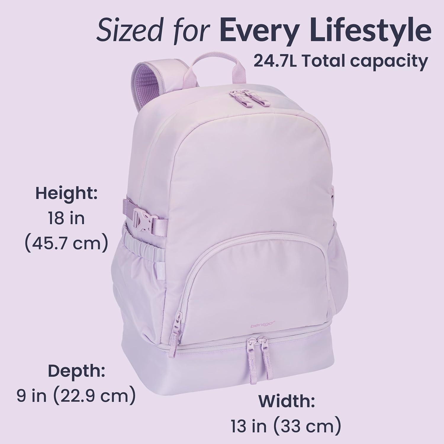 imageBentgo 2in1 Adult Backpack ampamp Insulated Lunch Bag  Lightweight WaterResistant Travel Backpack with 9 Compartments Laptop Sleeve ampamp Trolley Sleeve for Work ampamp Everyday Use Deep TealLavender