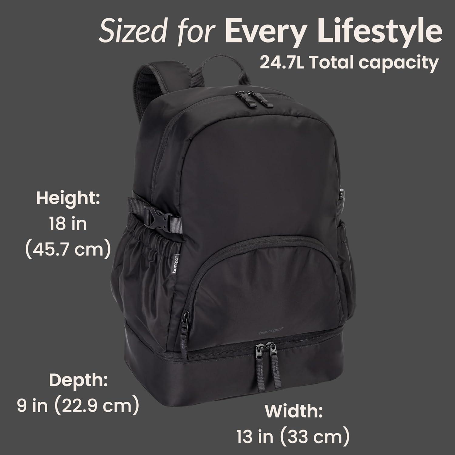 imageBentgo 2in1 Adult Backpack ampamp Insulated Lunch Bag  Lightweight WaterResistant Travel Backpack with 9 Compartments Laptop Sleeve ampamp Trolley Sleeve for Work ampamp Everyday Use Deep TealObsidian Charcoal