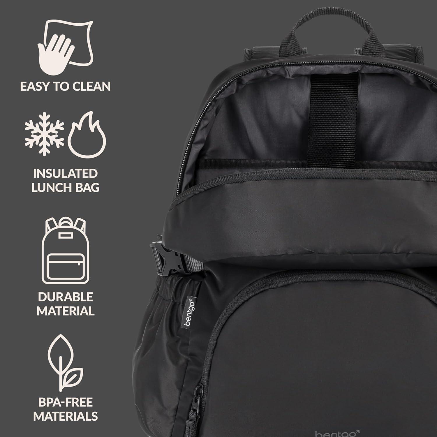 imageBentgo 2in1 Adult Backpack ampamp Insulated Lunch Bag  Lightweight WaterResistant Travel Backpack with 9 Compartments Laptop Sleeve ampamp Trolley Sleeve for Work ampamp Everyday Use Deep TealObsidian Charcoal