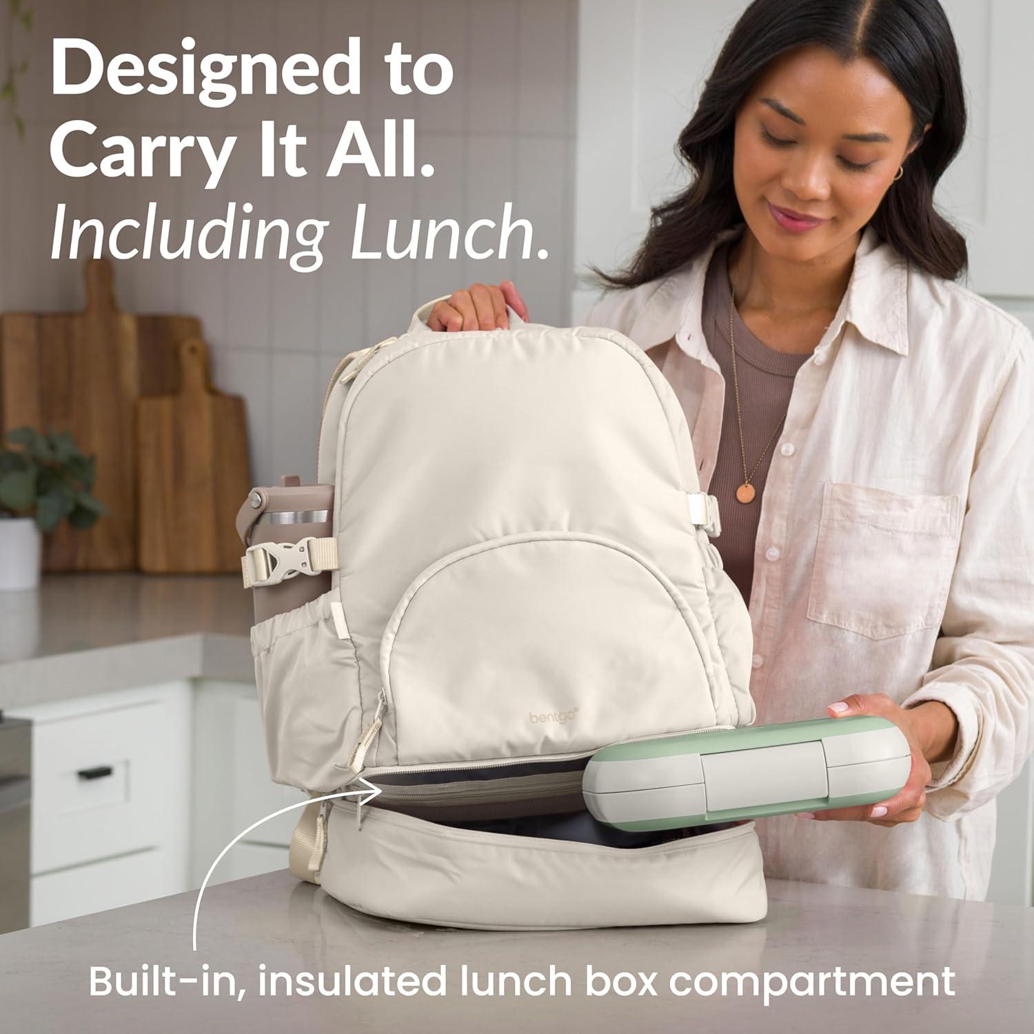 imageBentgo 2in1 Adult Backpack ampamp Insulated Lunch Bag  Lightweight WaterResistant Travel Backpack with 9 Compartments Laptop Sleeve ampamp Trolley Sleeve for Work ampamp Everyday Use Deep TealBone