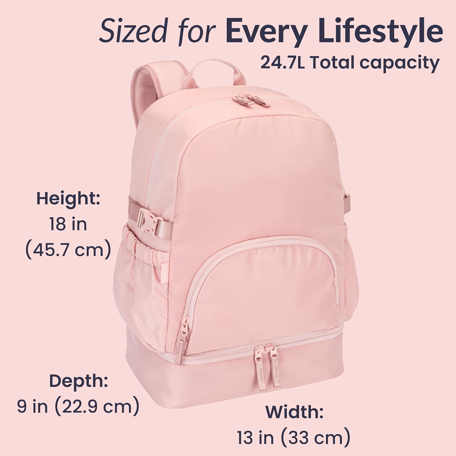 imageBentgo 2in1 Adult Backpack ampamp Insulated Lunch Bag  Lightweight WaterResistant Travel Backpack with 9 Compartments Laptop Sleeve ampamp Trolley Sleeve for Work ampamp Everyday Use Deep TealSoft Blush