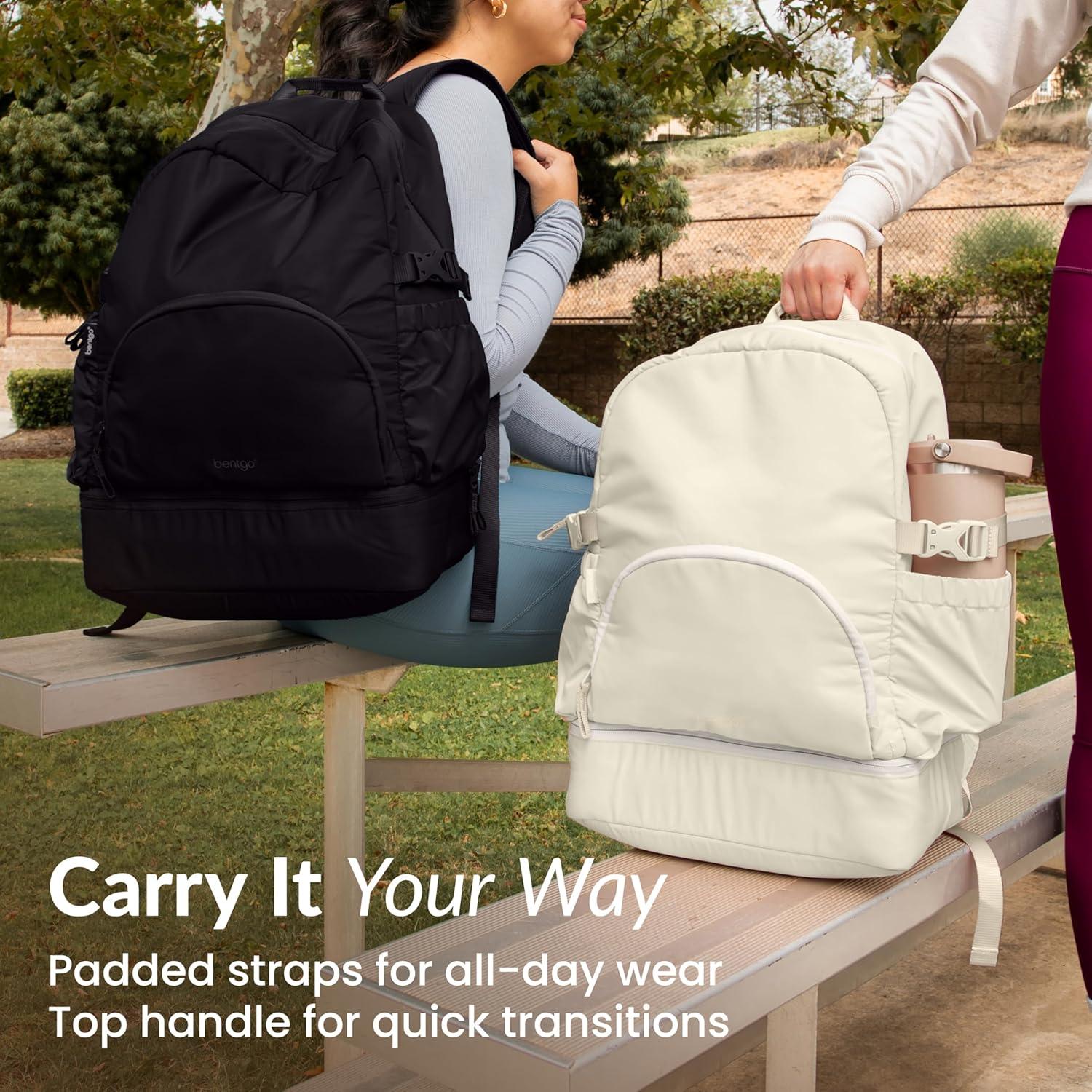 imageBentgo 2in1 Adult Backpack ampamp Insulated Lunch Bag  Lightweight WaterResistant Travel Backpack with 9 Compartments Laptop Sleeve ampamp Trolley Sleeve for Work ampamp Everyday Use Deep TealBone