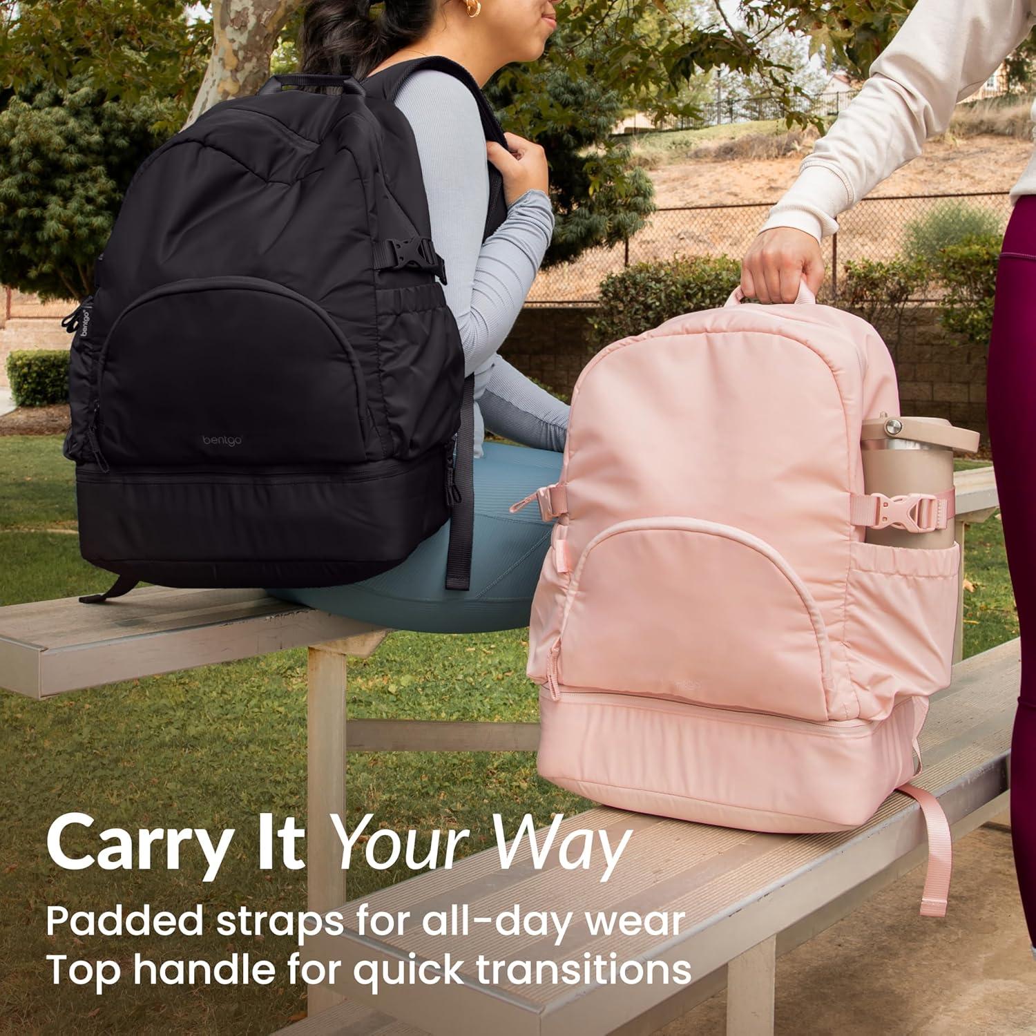 imageBentgo 2in1 Adult Backpack ampamp Insulated Lunch Bag  Lightweight WaterResistant Travel Backpack with 9 Compartments Laptop Sleeve ampamp Trolley Sleeve for Work ampamp Everyday Use Deep TealSoft Blush