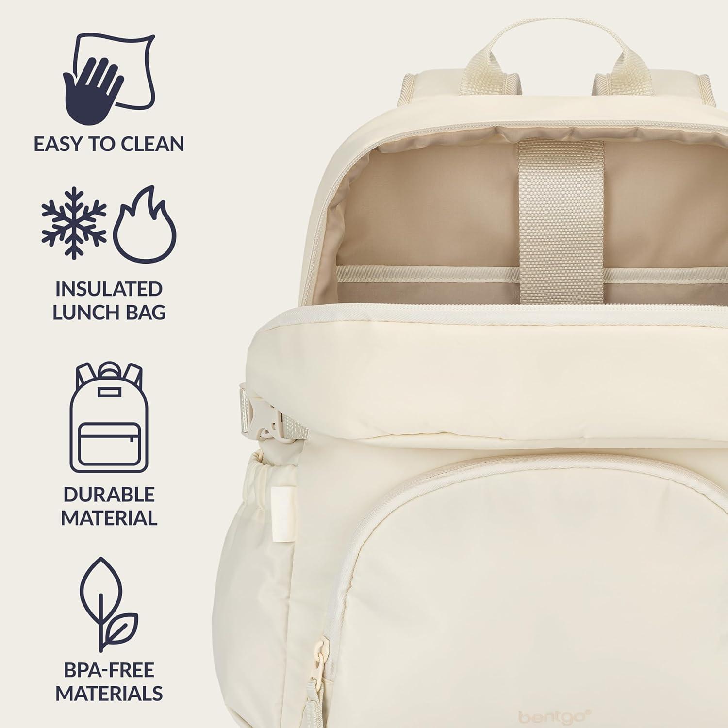 imageBentgo 2in1 Adult Backpack ampamp Insulated Lunch Bag  Lightweight WaterResistant Travel Backpack with 9 Compartments Laptop Sleeve ampamp Trolley Sleeve for Work ampamp Everyday Use Deep TealBone