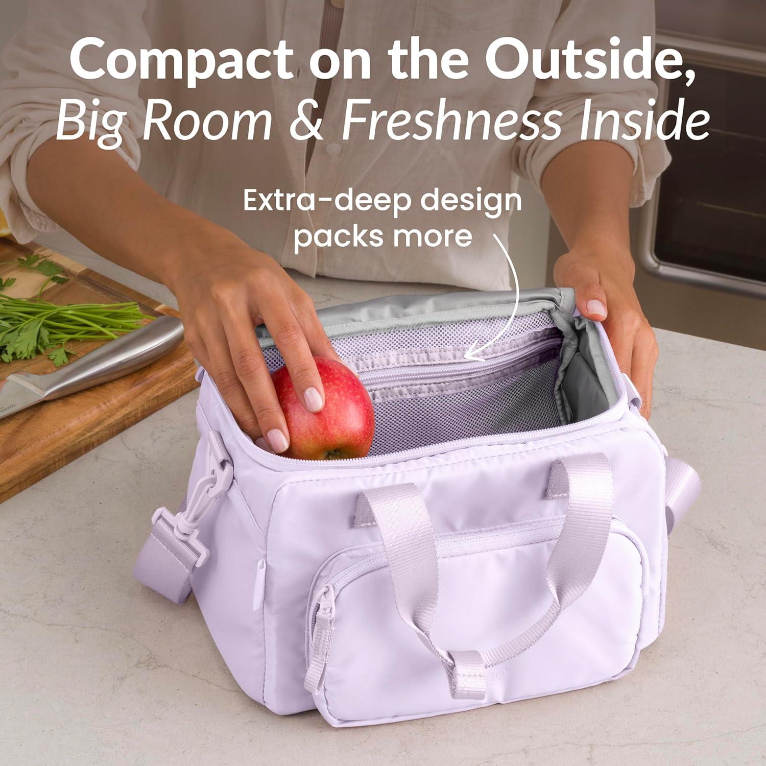 imageBentgo Insulated Lunch Bag  ExtraLarge Capacity Adult Lunch Bag with Shoulder Strap and External Storage Compartment Durable Lightweight Ideal for Work School and Meals On the GoLavender