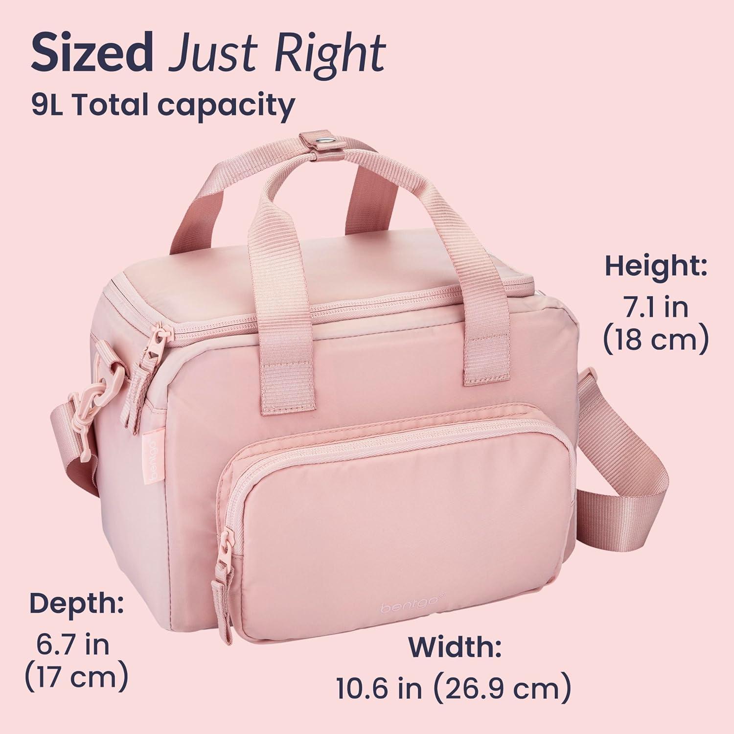 imageBentgo Insulated Lunch Bag  ExtraLarge Capacity Adult Lunch Bag with Shoulder Strap and External Storage Compartment Durable Lightweight Ideal for Work School and Meals On the GoSoft Blush
