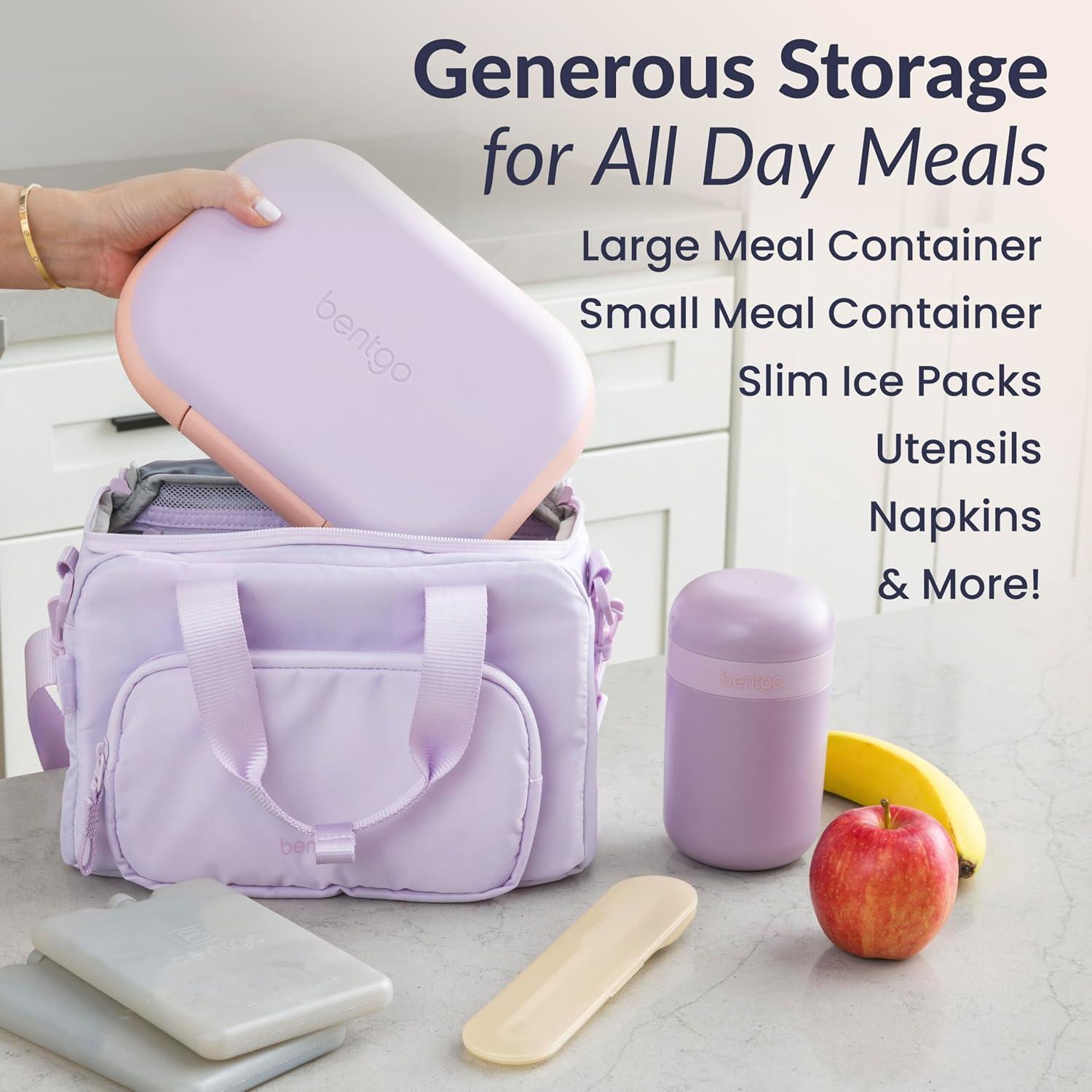 imageBentgo Insulated Lunch Bag  ExtraLarge Capacity Adult Lunch Bag with Shoulder Strap and External Storage Compartment Durable Lightweight Ideal for Work School and Meals On the GoLavender