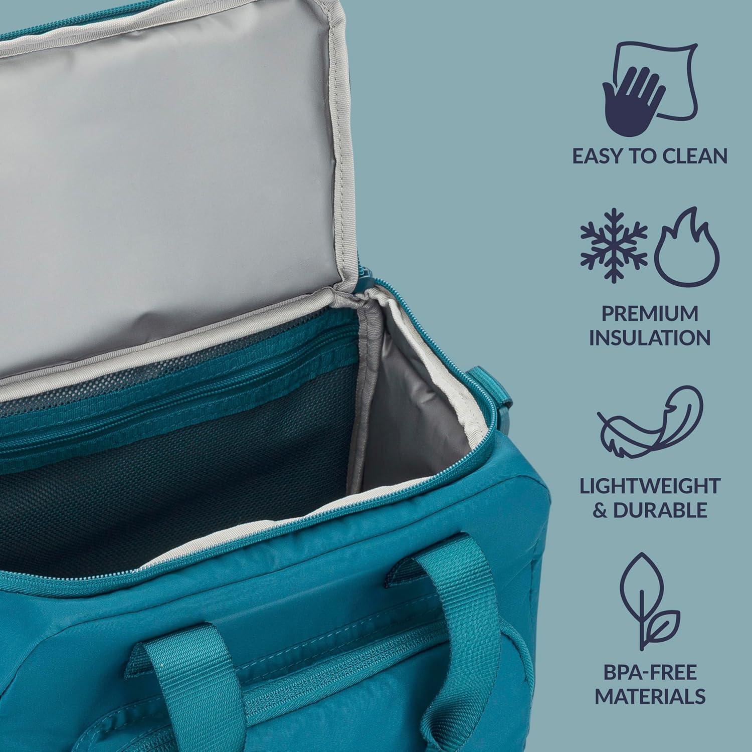 imageBentgo Insulated Lunch Bag  ExtraLarge Capacity Adult Lunch Bag with Shoulder Strap and External Storage Compartment Durable Lightweight Ideal for Work School and Meals On the GoDeep Teal