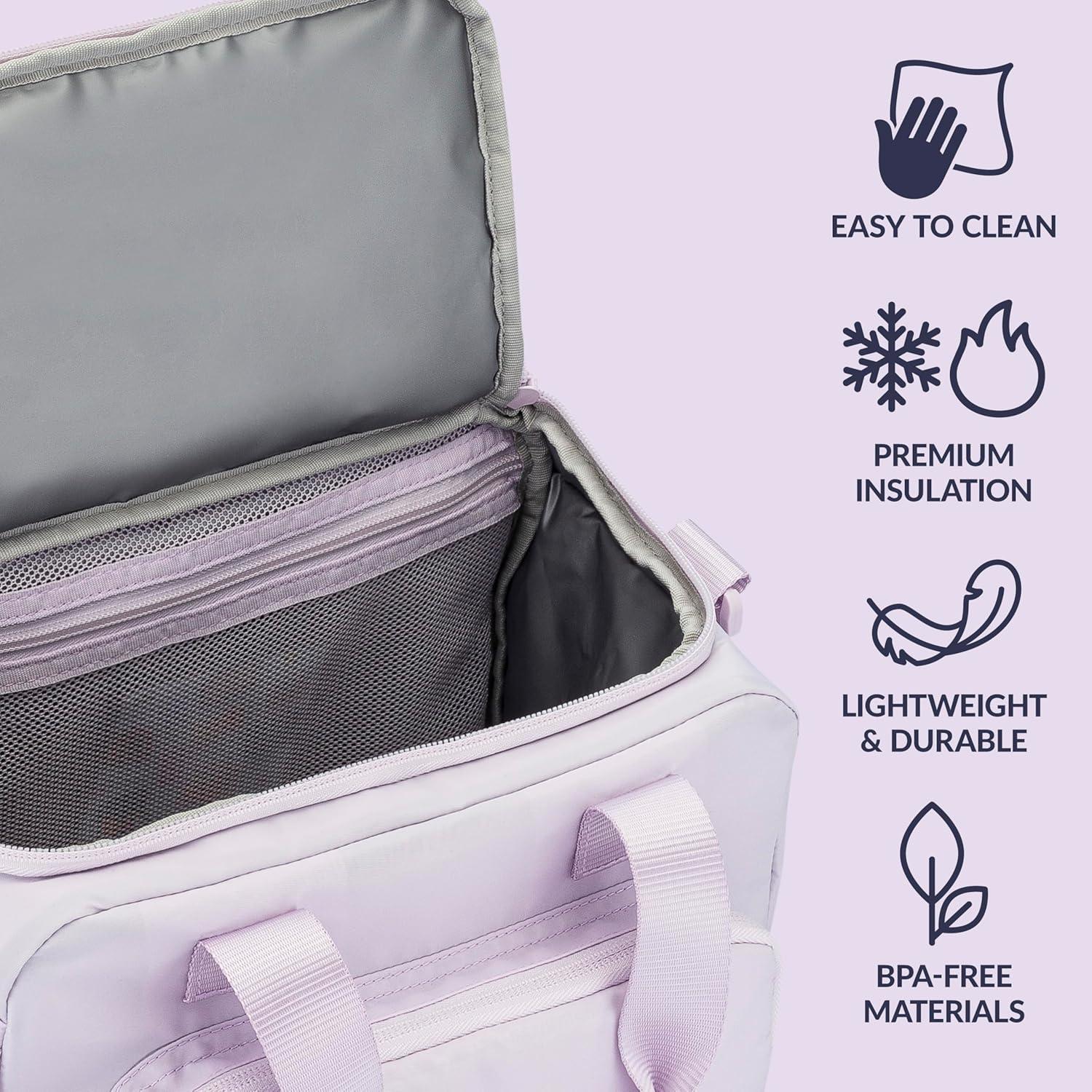 imageBentgo Insulated Lunch Bag  ExtraLarge Capacity Adult Lunch Bag with Shoulder Strap and External Storage Compartment Durable Lightweight Ideal for Work School and Meals On the GoLavender