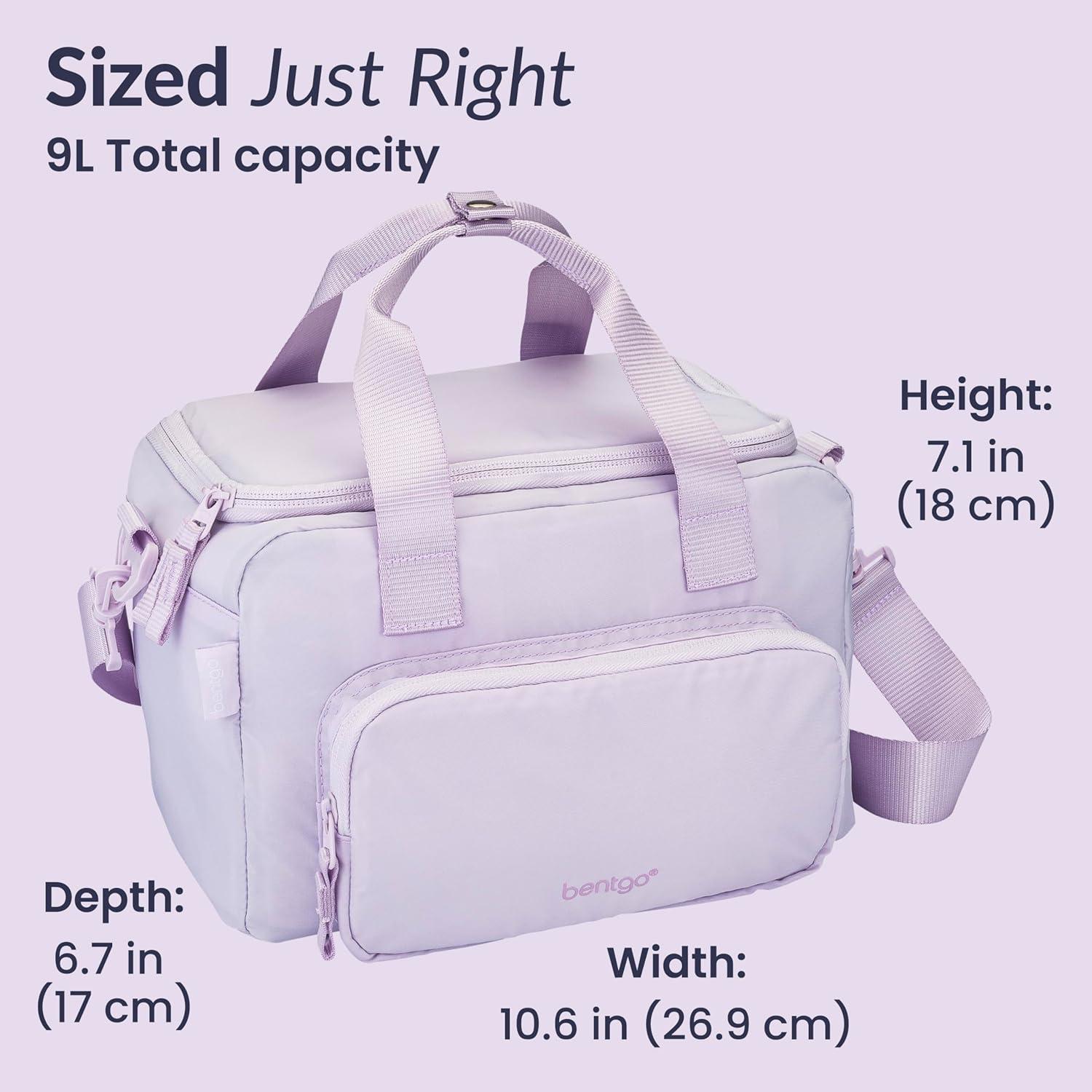 imageBentgo Insulated Lunch Bag  ExtraLarge Capacity Adult Lunch Bag with Shoulder Strap and External Storage Compartment Durable Lightweight Ideal for Work School and Meals On the GoLavender