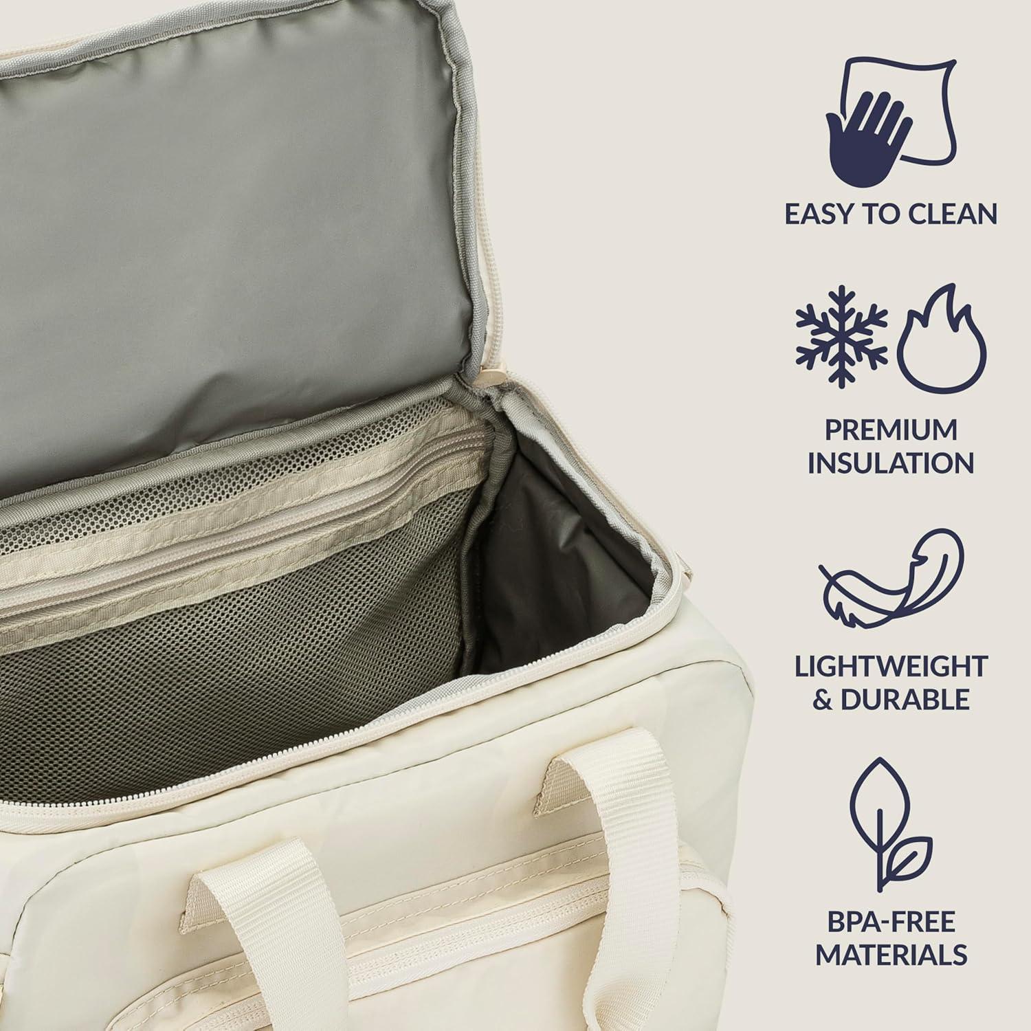 imageBentgo Insulated Lunch Bag  ExtraLarge Capacity Adult Lunch Bag with Shoulder Strap and External Storage Compartment Durable Lightweight Ideal for Work School and Meals On the GoBone